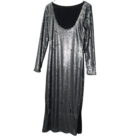 Calvin Klein Sequin Midi Dress Silver- XS - Picture 1 of 9